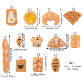 Honbay 24PCS Simulation Bread Charms Pendants Imitation Toast Resin Charms Artificial Food Pendants DIY Baking Charms for Keychains Earrings Bracelets Necklaces Jewelry Making DIY Crafts - 12 Styles,