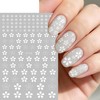 6Pcs White Flower Nail Stickers 3D Self-Adhesive Hibiscus Nail Decals