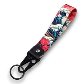 Streetculture Surf Lanyard Nylon JDM Lanyard – Red Edition – Key Ring Car Accessories Wave from Jamakawa Kanagawa Japan