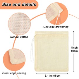YQL Spice Bags for Cooking,30PCS 3x4 Inch Muslin Bags with Drawstring Tea Filter Bags Cheesecloth Bags for Straining Reusable Natural Cotton Sachet/Herb Bags