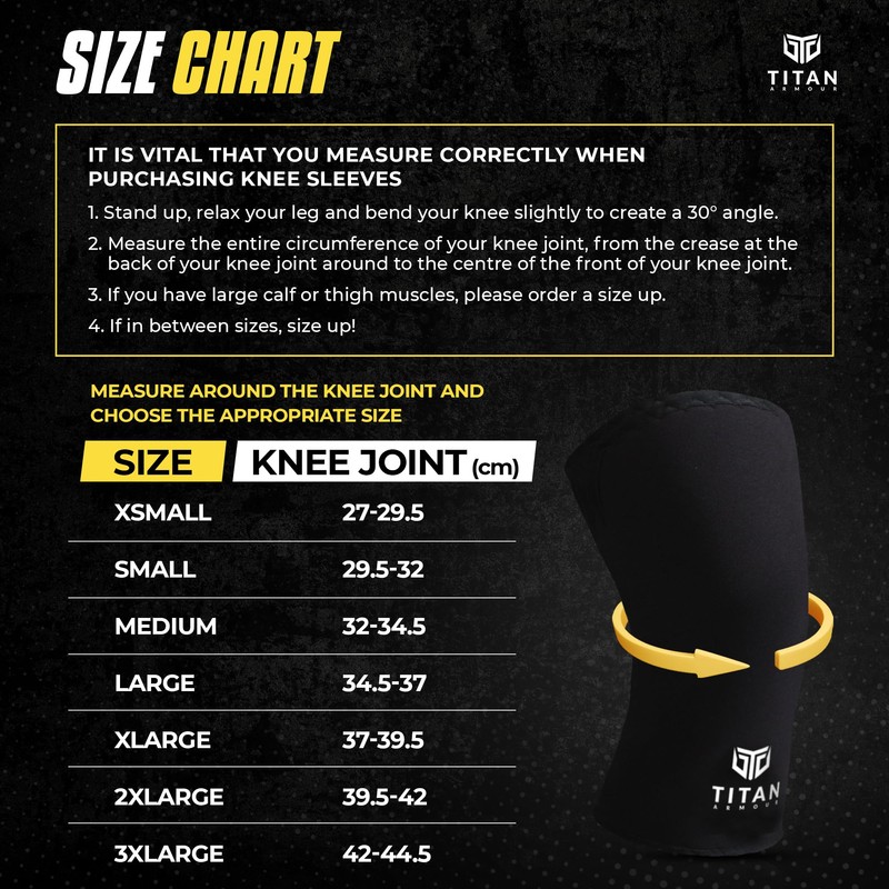 Titan Armour® Premium Knee Sleeves Weight Lifting | 7mm Double-Ply