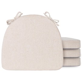 Chair Cushions for Dining Chairs with Ties,Removable Cover,Non-Slip Bottom,U Shaped Kitchen Chair Pads,40D High- Resilience Foam Indoor Seat Cushion 16"x17"x2" Set of 4 Beige Room Office Accessories