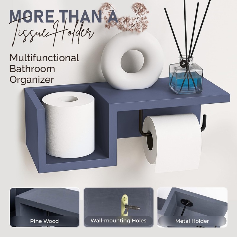 Wooden Toilet Holder (Grey)