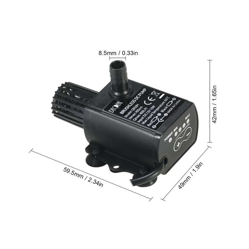 Decdeal Ultra-quiet Mini DC12V 10W 400L/H Lift 400cm Brushless Water
