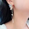 The Silver Luna Fabric wings butterfly long dangle drop earrings,
