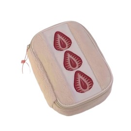 Cute Fashionable Plush Embroidered Strawberry, Pen Case, High School Students, Middle School Students, Large Capacity, Cosmetic Pouch, Accessory Storage, Multipurpose, Students, Travel, Convenient