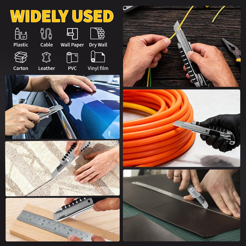 TECKWRAP Utility Knife, Retractable Box Cutter Heavy-Duty Knives for Cardboard,