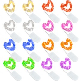 CYLAPEX 16 Pack Multicolor Fairy Lights, Battery Operated String Lights Micro LED Starry String Lights on 3.3ft/1m Silvery Copper Wire for Christmas Decoration Costume Wedding Party Decor