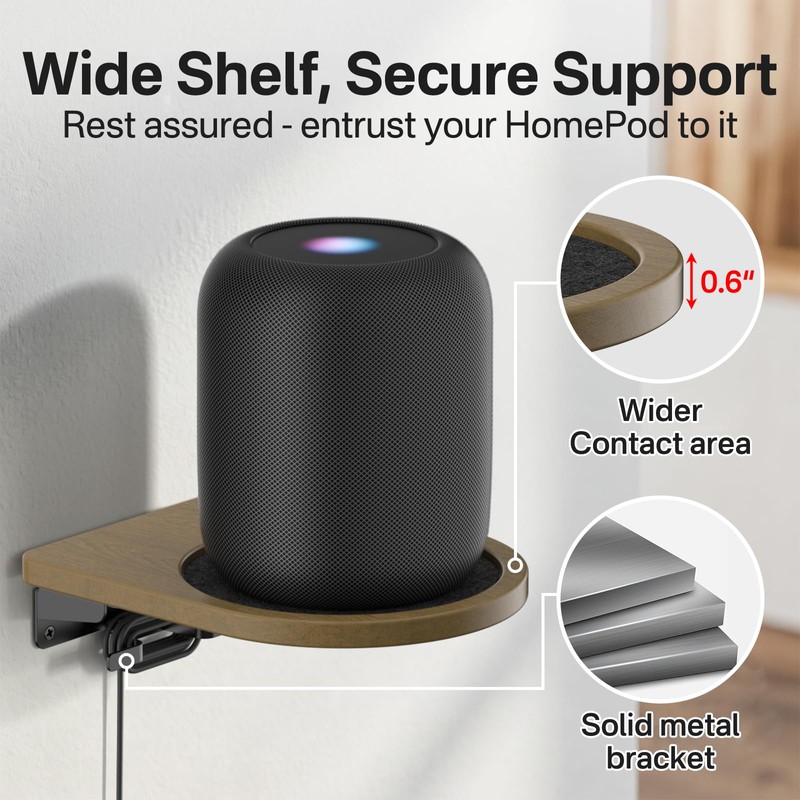 Wooden Wall Mount for HomePod 1st & 2nd Gen, Speaker