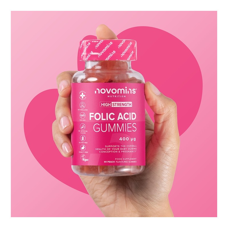 Novomins Folic Acid Peach-Flavoured Folic Acid 30 Gummies