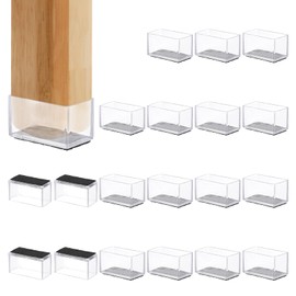 PATIKIL Chair Leg Floor Protector for Hardwood Floors, 20 Pcs Rectangle PVC Felt Fit 1.5" x 0.98" Furniture Leg Cap Furniture Feet Cover Furniture Feet Carpet Small Slider, Transparent
