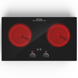 VBGK Electric Cooktop,2400W Electric Stove Top,Countertop and Built-in Hot Plate with Child Safety Lock, Timer, LED touch Knob Control,Overheat Protection,110V 2 Burner Induction Cooktop