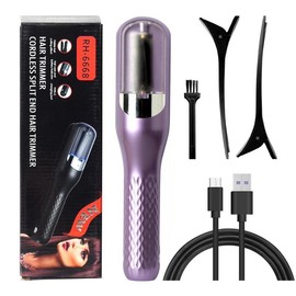 Automatic Electric Hair Clipper, 1 Piece Multi-functional Type C Rechargeable Hair Split End Clippers, Professional 2 In 1 Hair Edge Control Trimmer, Portable Wireless Hair Trimmer for Home Salon Haircut Smooth Comfort - Color: Purple