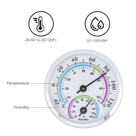 Smgda Mini Indoor Thermometer Hygrometer Analog 2 in 1 Temperature Humidity Monitor Gauge for Home, Wall, Room, Outdoor, Offices, Display Mechanical (Silver)