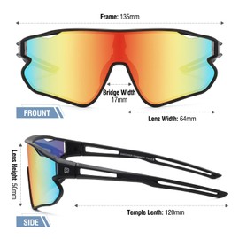 DUCO DK268 Children's Sunglasses Youth Baseball Sunglasses Lightweight TR90 Frame UV400 Sports Cycling Sunglasses for Boys Girls, Black Frame Black Temple Revo Orange Lenses