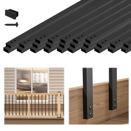 Muzata 25Pack 32'' Aluminum Deck Balusters Facemount Rectangular Railing Metal Spindles with Screws Stair Porch Staircase Deck Spindles for Wood and Composite Fencing WT34