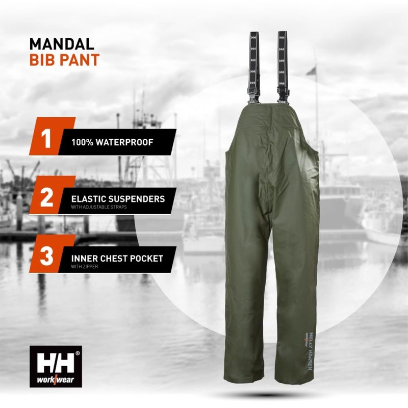 Helly-Hansen Workwear Mandal Waterproof Bib Overalls - Waterproof Men's Rain