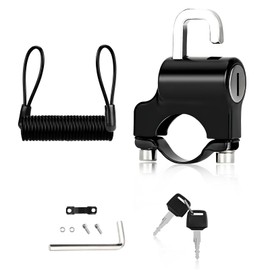 Yourkar Motorcycle Helmet Lock Anti-Theft, Metal Helmet Safety Lock with 2 Keys, Tamper-Proof Helmet Security Lock Fit for Motorbike Scooter Street Bike, Motorcycle Accessories (Black)