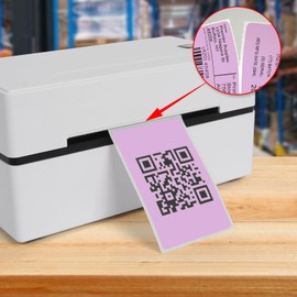 YIKIADA Purple Thermal Labels 2 × 3 Inch Vinyl Self-Adhesive Fanfold Shipping Stickers Direct Waterproof Perforated Printer Decal for Businesses Warehouse Barcode 500 PCS