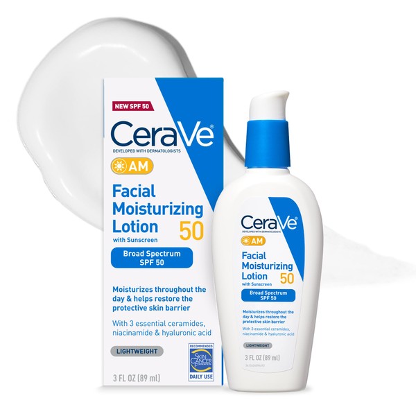 CeraVe AM Facial Moisturizing Lotion SPF 50, Face Moisturizer with