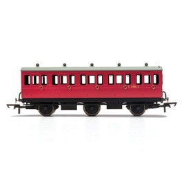 Hornby R40124A BR Crimson 3rd Class 5 Door 6 Wheel Electric Step Boards E31085-With Lights Coach, Red