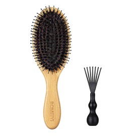 BOMEIYI Hair Brush, Boar Bristle Hairbrush for Thick Curly Thin Long Short Wet or Dry Hair, Adds Shine and Makes Hair Smooth, Best Paddle Hair Brush for Men Women Kids.