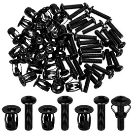 Glarks 60pcs M6 Jack Nut and Flat Head Phillips Machine Screws Kit, Black Jacknut Screw Anchor, Threaded Insert Petal Nut, Expansion Nut