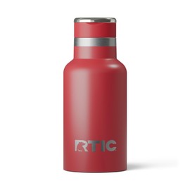 RTIC Little Journey Bottle with Straw, Insulated, Stainless Steel, Metal, Double Wall Vacuum-Insulation, Ceramic-Lined, Leak-Proof Lid, BPA-Free Water Flask for Sports, Travel, Flag Red