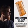 Wooden Beard Comb with Leather Case - Handcrafted Solid Beechwood
