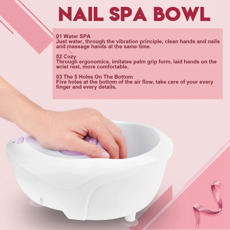 Electric Manicure Bowl with Vibration Large Water Reservoir Nail Soaking