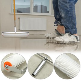 QWORK Self-Levelling Cement Tool Kit, Floor Construction Roller Spike Shoes, Epoxy Floor Paint Tool, Stainless Steel Scraper Self-Leveling Rake