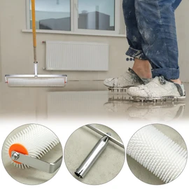 QWORK Self-Levelling Cement Tool Kit, Floor Construction Roller Spike Shoes, Epoxy Floor Paint Tool, Stainless Steel Scraper Self-Leveling Rake