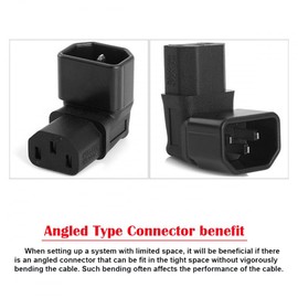 CY Adapter IEC Male C14 to Down Angled 90 Degree IEC Female C13 Power Extension Adapter AC Convertor