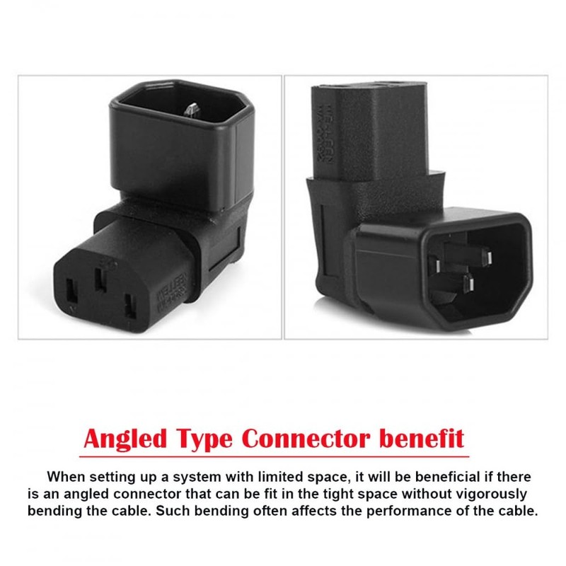 CY Adapter IEC Male C14 to Down Angled 90 Degree