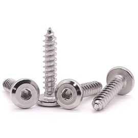 M4 x 25mm Flat Round Socket Head Self Tapping Screws, 304 Stainless Steel 18-8 Wood Screws Furniture Screws, Full Coarse Thread Sheet Metal Screws, Pack of 50