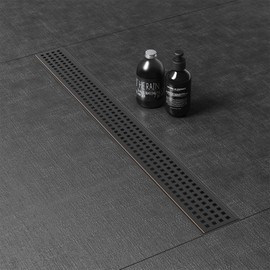 WEBANG 24 Inch Shower Linear Bronze Drain Rectangular Floor Drain with Accessories Square Hole Pattern Cover Grate Removable SUS304 Stainless Steel CUPC Certified Oil Rubbed Bronze