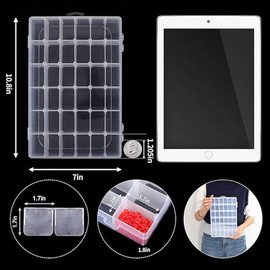Timotech Paquete de 2 Cajas Organizadoras de Plástico, Transparente de 36 Compartimentos Ajustables,Organizadores para Cuentas, Aretes, Tornillos y Ma