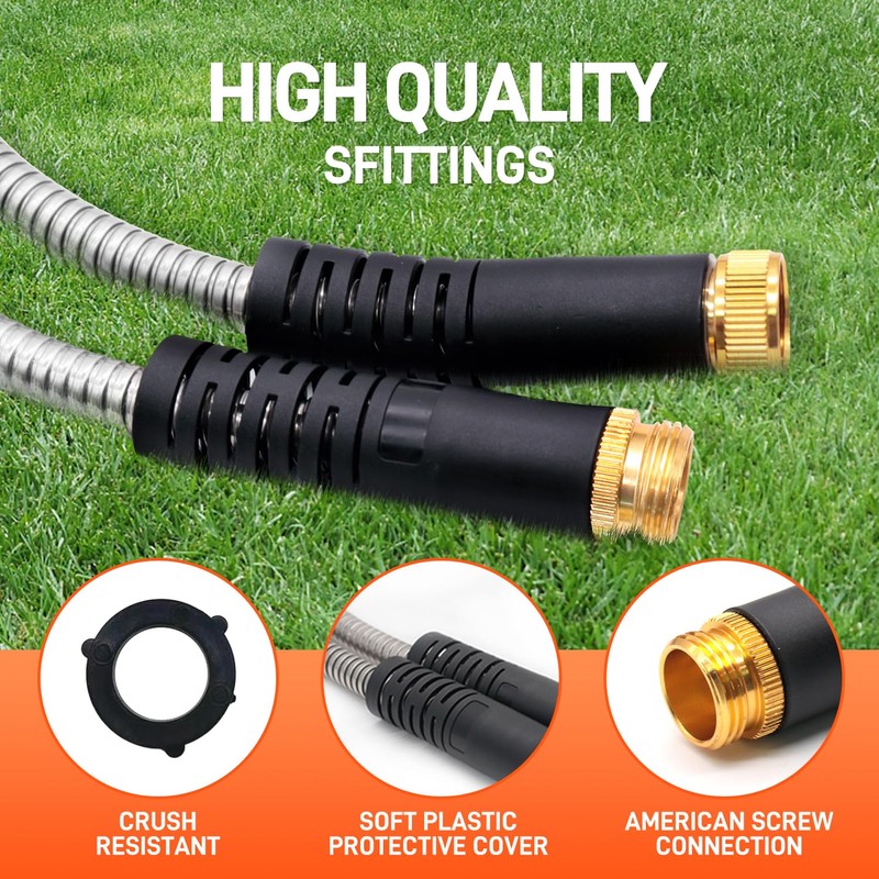 Besiter Garden Hose 100FT Stainless Steel Water Hose with 10