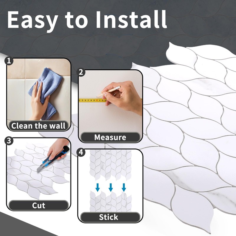 Tilingview 10-Sheet Peel and Stick Backsplash Tile for Kitchen, Self-Adhesive