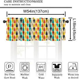 Cortinas de cenefa de cocina de mediados de siglo, abstractas geométricas estéticas retro de mediados de siglo, con impresión moderna, tratamientos de ventana pequeña para cocina, sala de estar,