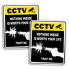2 x 20cm Tall Funny CCTV Sign Vinyl Stickers -