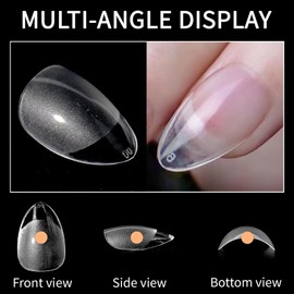 Medium Almond Gel Nail Tips, 600PCS Full Cover False Nails Tips Soft Clear Nail Tips, 12 Sizes Half Matte Pre-shaped Acrylic Nail Tips Press on Nails for Nail Extension Home DIY Nail Salon