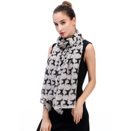 Lina & Lily Labrador Dog Print Women's Large Scarf Lightweight (Khaki/Black)(Size: One Size)