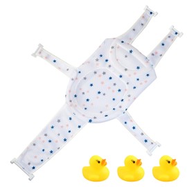 1 Piece Baby Bathtub Net, 3 Toy Ducks, Baby Bathtub Bracket, Foldable Bathtub Net Frame, Cross-Shaped Bath Mat Bathroom Accessories, Newborn Bath Accessories, Non-Slip Shower Net Bag