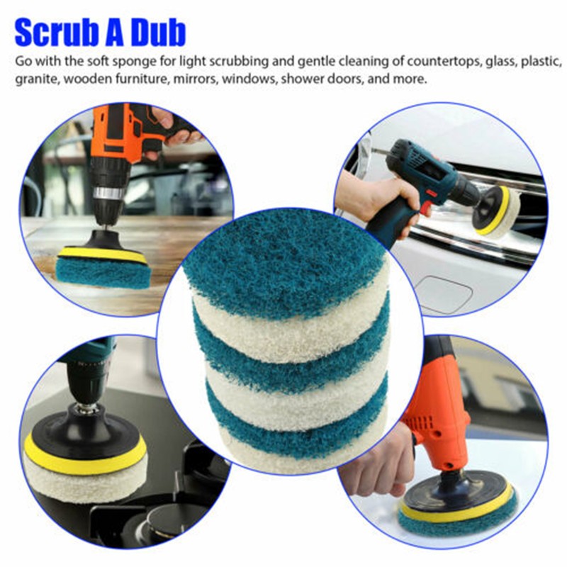 10Pcs Scrub Drill Brush Multi-purpose Kit Power Drill Cleaning Attachments