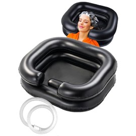 S.fields.inc Shampoo Stand, Hair Washing Device, Nursing Shower Home, Sleeping Pillow, Includes Drain Hose, Air Type, PVC (Black)