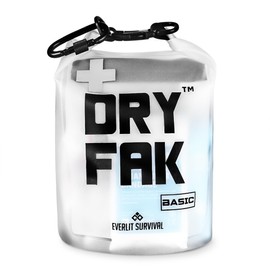 EVERLIT 290 Pc Waterproof First Aid Kit Dry FAK Medical Kit Emergency Survival Kit for Boat, Backpacking, Hiking, Fishing, Travel, Kayaking (Orange) (Clear)