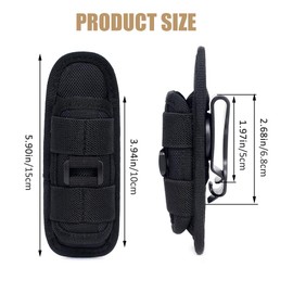 Velarionna Tacti-Cal Flashlight Holster Rotatable Flashlight Holder Belt Clip Flashlights Pouch Tacti-Cal Flashlights Carrying Case with 360 Degree Carabiner Reel Clip(Color:Black)