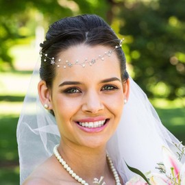 Crystal Wedding Headpiece Hair Vine: Rhinestone Bridal Headband Bridesmaid Hairband Bridal Headband Band with Lace Band for Women Girls Silver