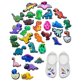 MOPZIJA 30 pieces shoe charms, crocs pins, shoe pins, cartoon shoe pins, dinosaur shoe decoration, PVC shoe charms, removable shoe pendants for clog decor for girls, women, children